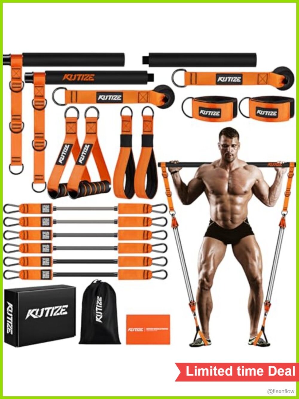 Heavy Duty Pilates Bar Kit with Resistance Bands 270LB Home Gym Strength